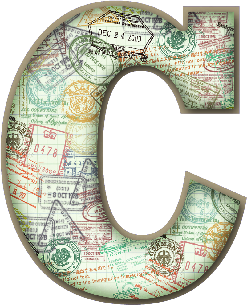 Travel Themed Letter C PNG Image