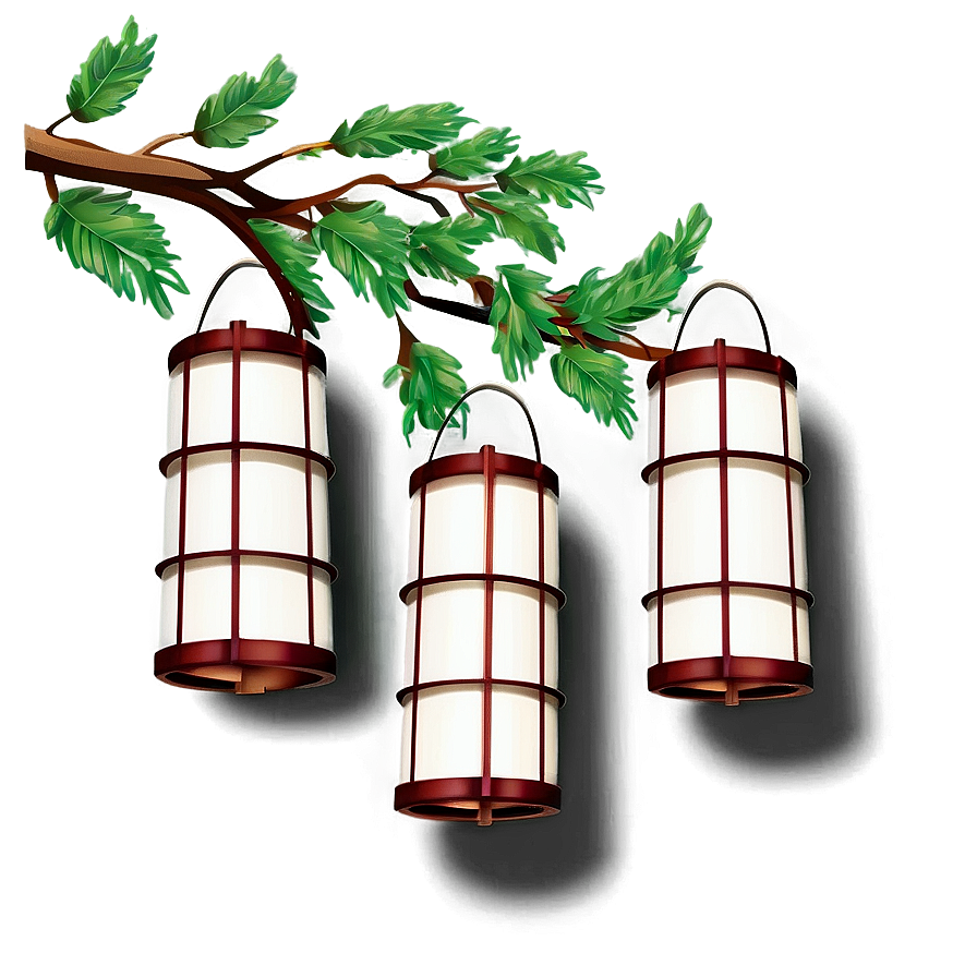 Tree Branch With Lanterns Png Qjm PNG Image