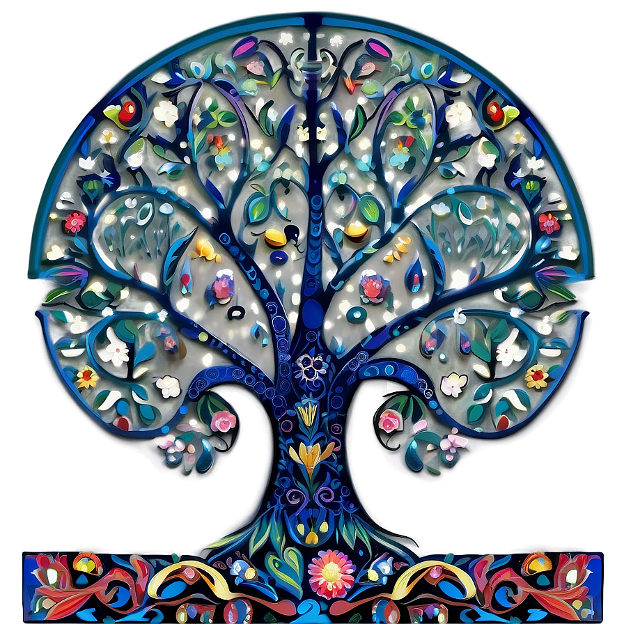 Tree Of Life In Folk Art Style Png Emr74 PNG Image