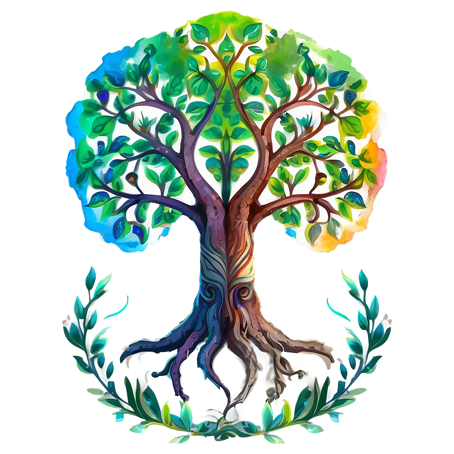 Tree Of Life In Vibrant Watercolor Png 61 PNG Image