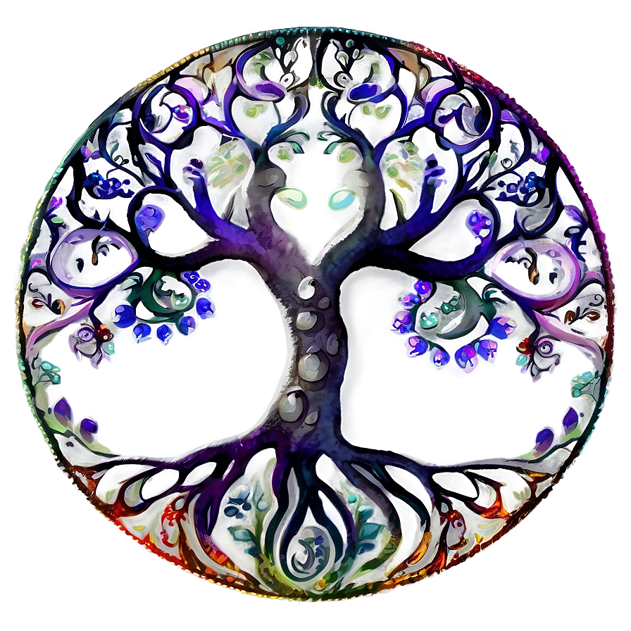 Tree Of Life In Vibrant Watercolor Png Jht PNG Image