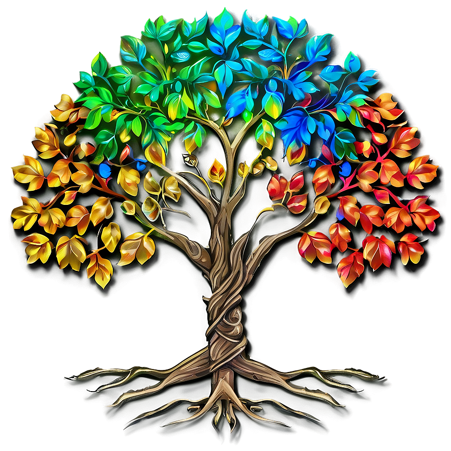 Tree Of Life With Rainbow Leaves Png 06122024 PNG Image