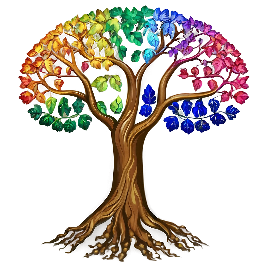 Tree Of Life With Rainbow Leaves Png 06122024 PNG Image