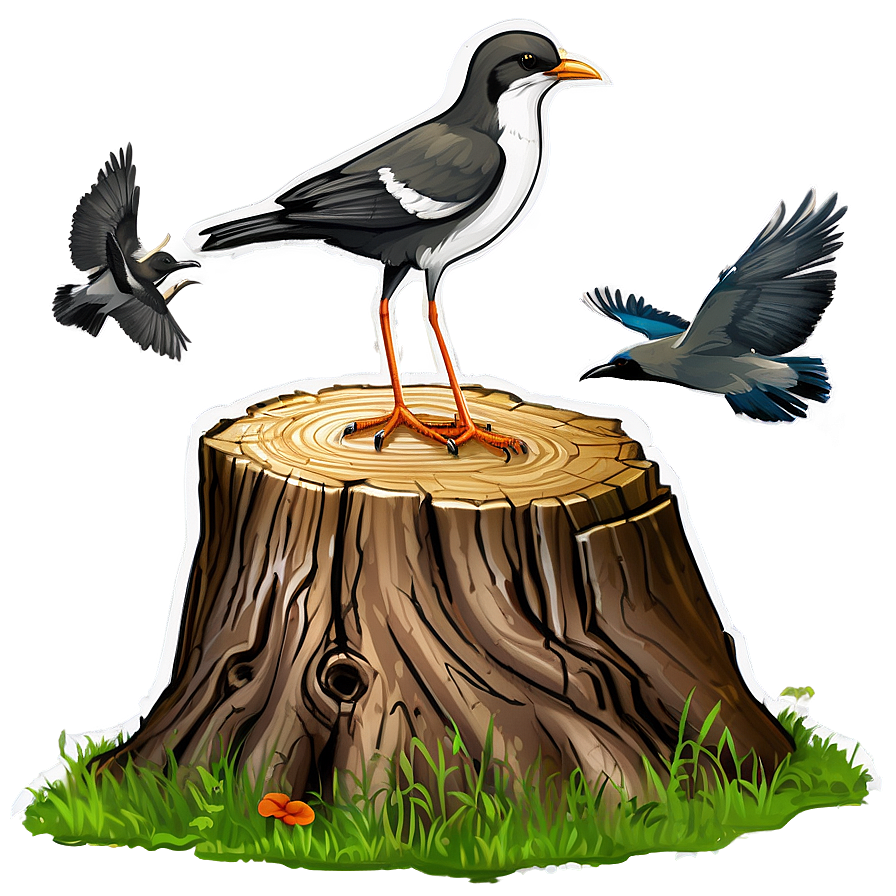 Tree Stump With Bird Png 06132024 PNG Image