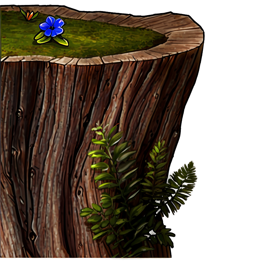 Tree Stump With Flowers Png 06132024 PNG Image