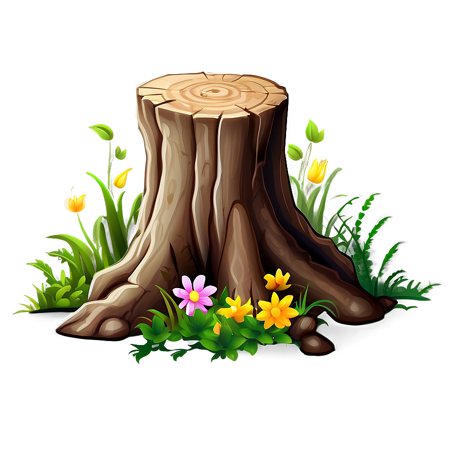 Tree Stump With Flowers Png Dfd PNG Image