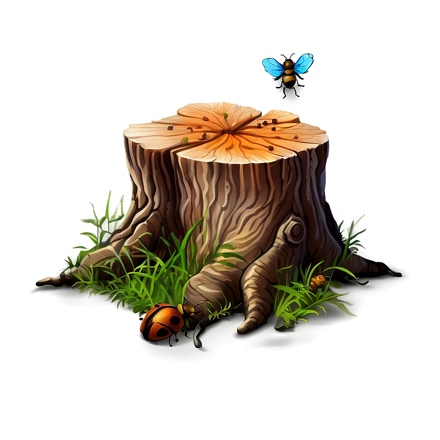 Tree Stump With Insects Png Tru PNG Image