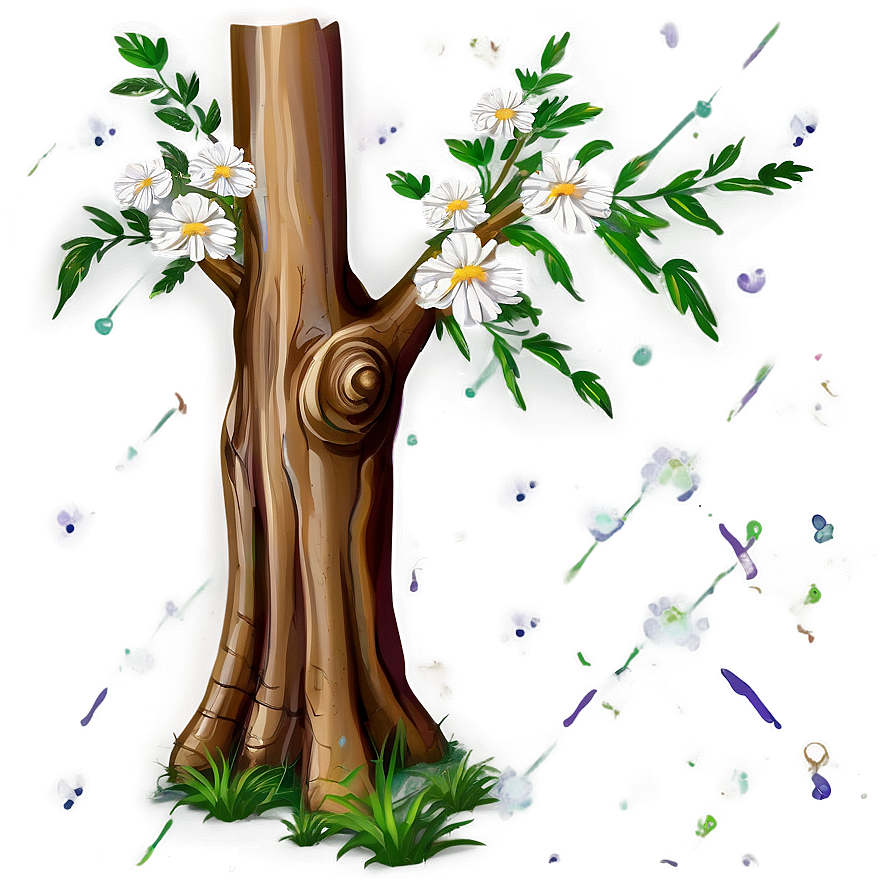 Tree Trunk With Flowers Png Dvh6 PNG Image