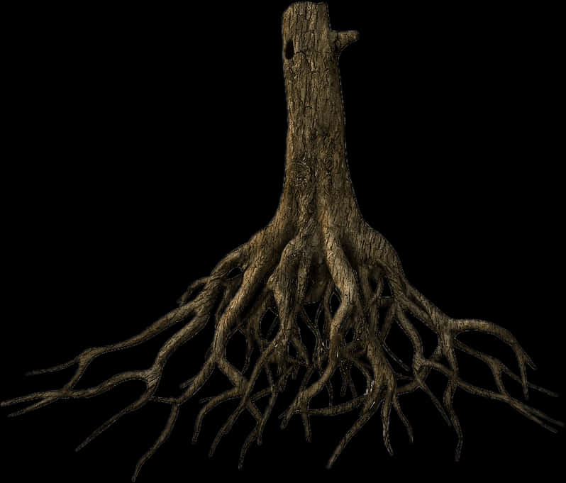 Tree Trunkwith Exposed Roots PNG Image