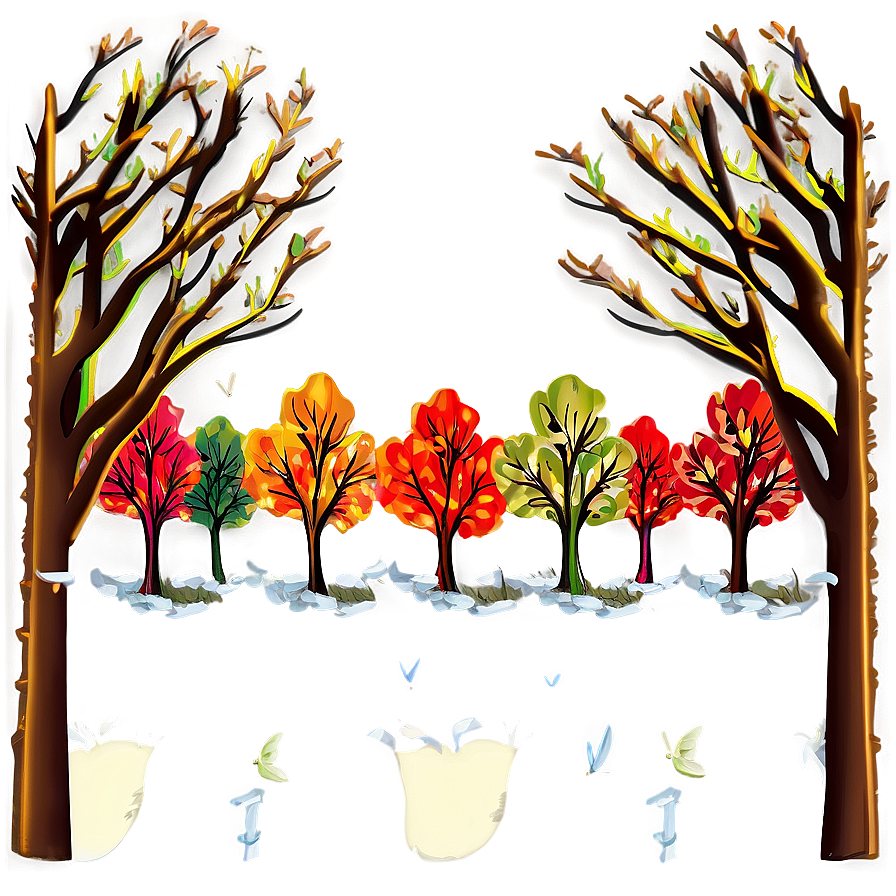 Treeline With Falling Leaves Png Idi12 PNG Image