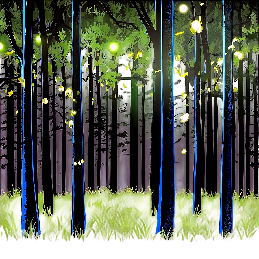 Treeline With Fireflies Png 71 PNG Image