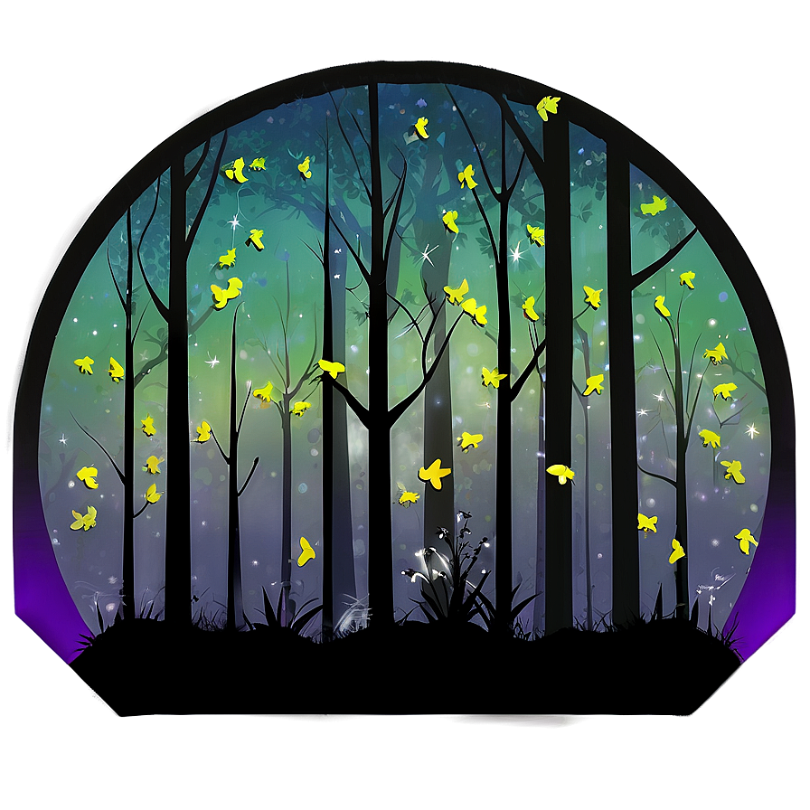 Treeline With Fireflies Png Ysd21 PNG Image