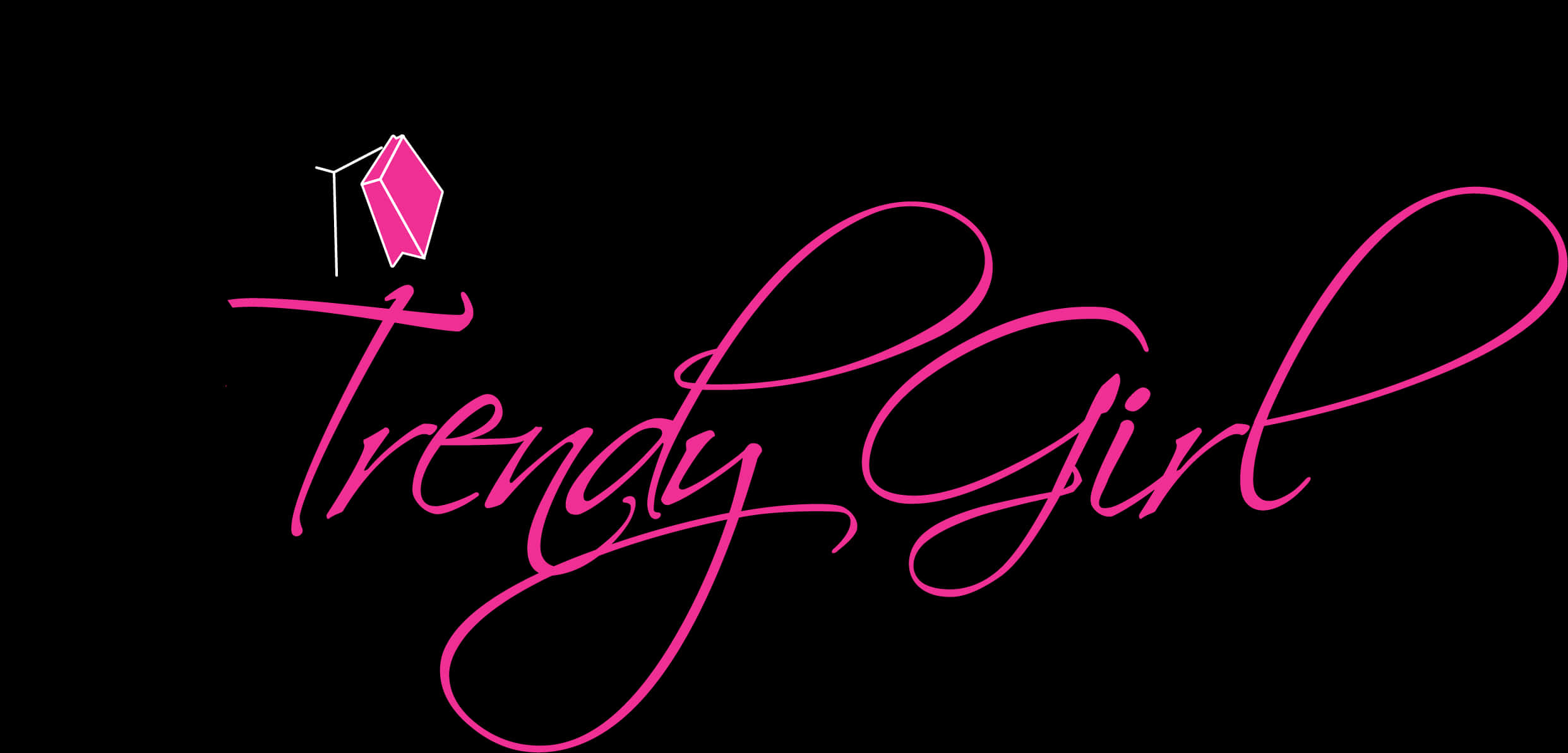 Trendy Girl Logo Pink Scripton Black PNG Image