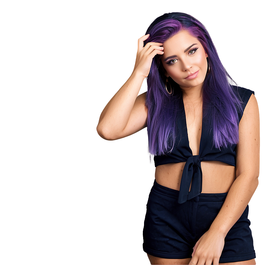 Trendy Purple Hair Fashion Model Png Wid PNG Image