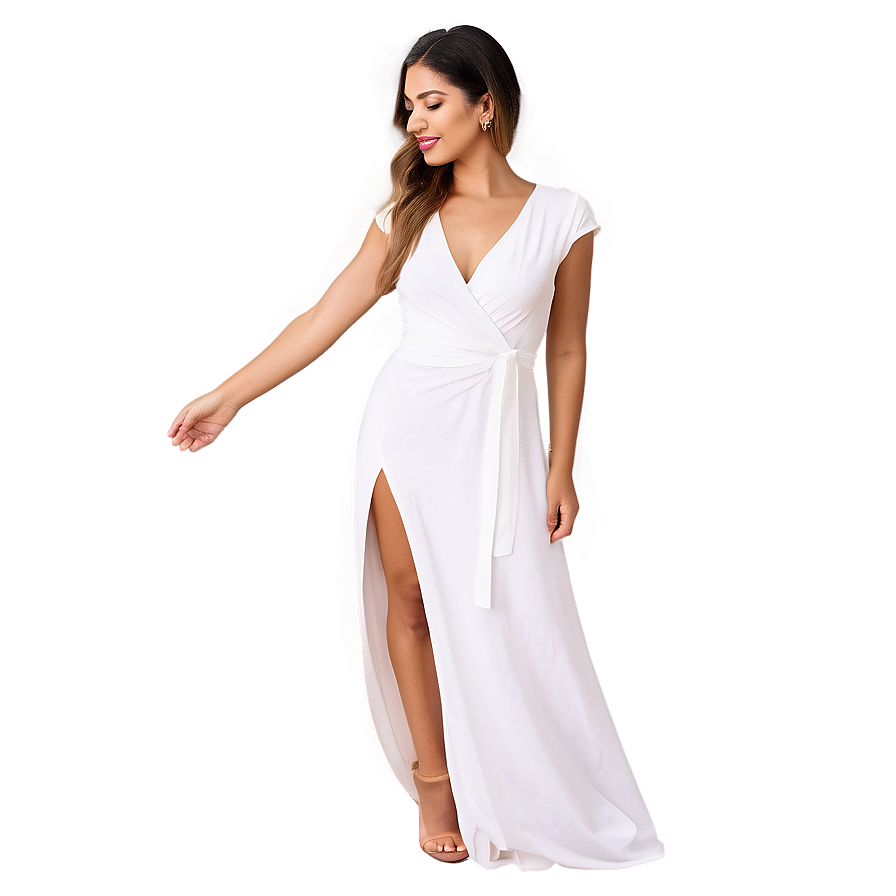 Trendy White Wrap Dress Png 76 PNG Image