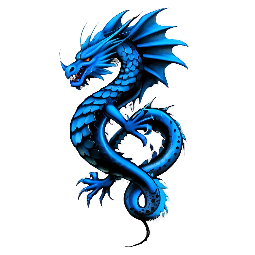 Tribal Blue Dragon Tattoo Png 06252024 PNG Image