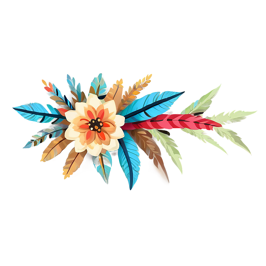 Tribal Boho Flowers Png 56 PNG Image