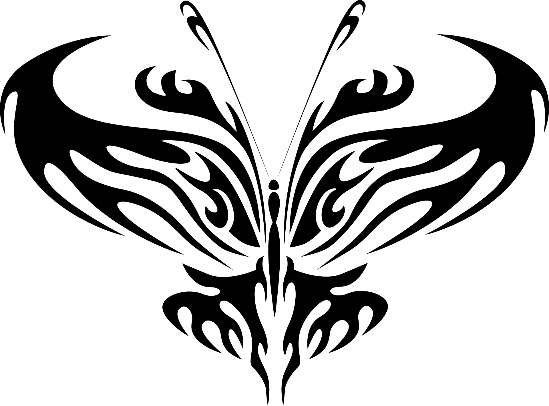 Tribal Butterfly Outline PNG Image