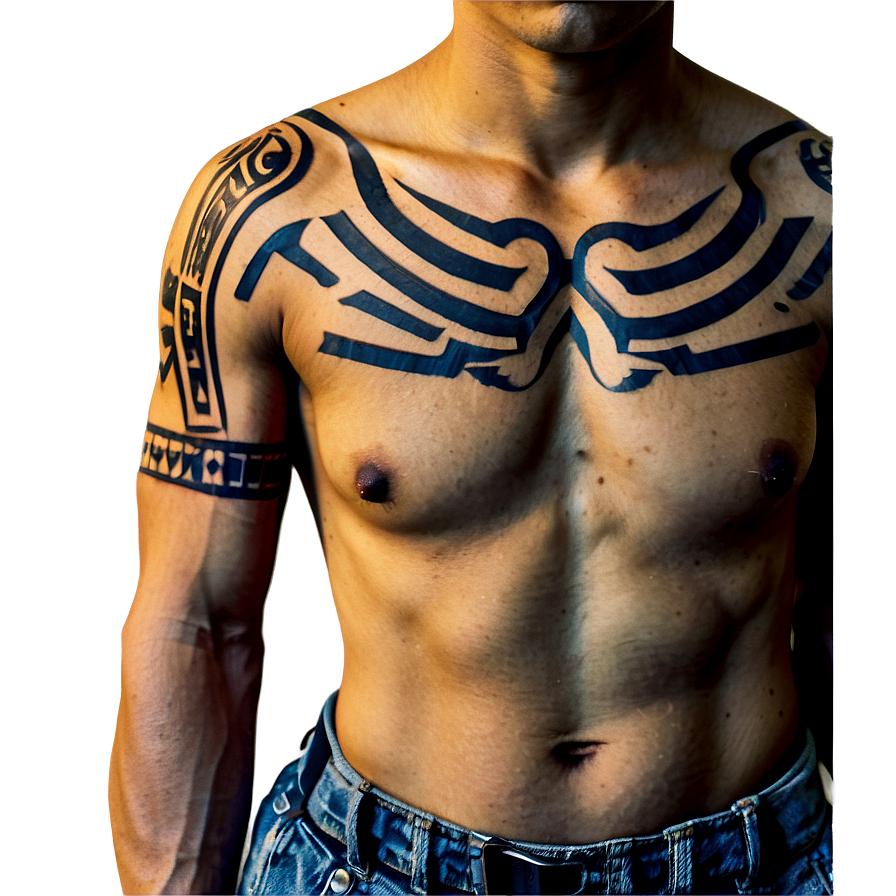 Tribal Chest Tattoo Inspiration Png Wee PNG Image