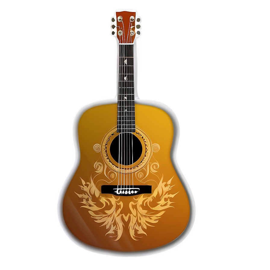 Tribal Design Acoustic Guitar Png Wtl PNG Image