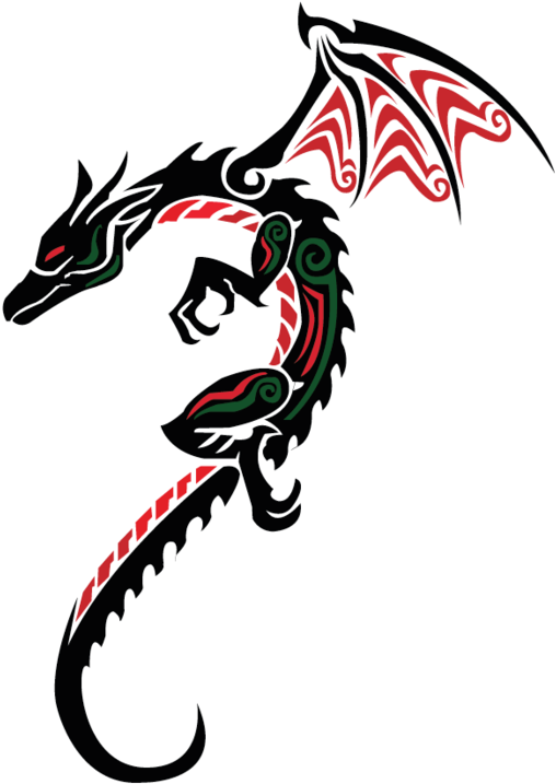 Tribal Dragon Tattoo Design PNG Image