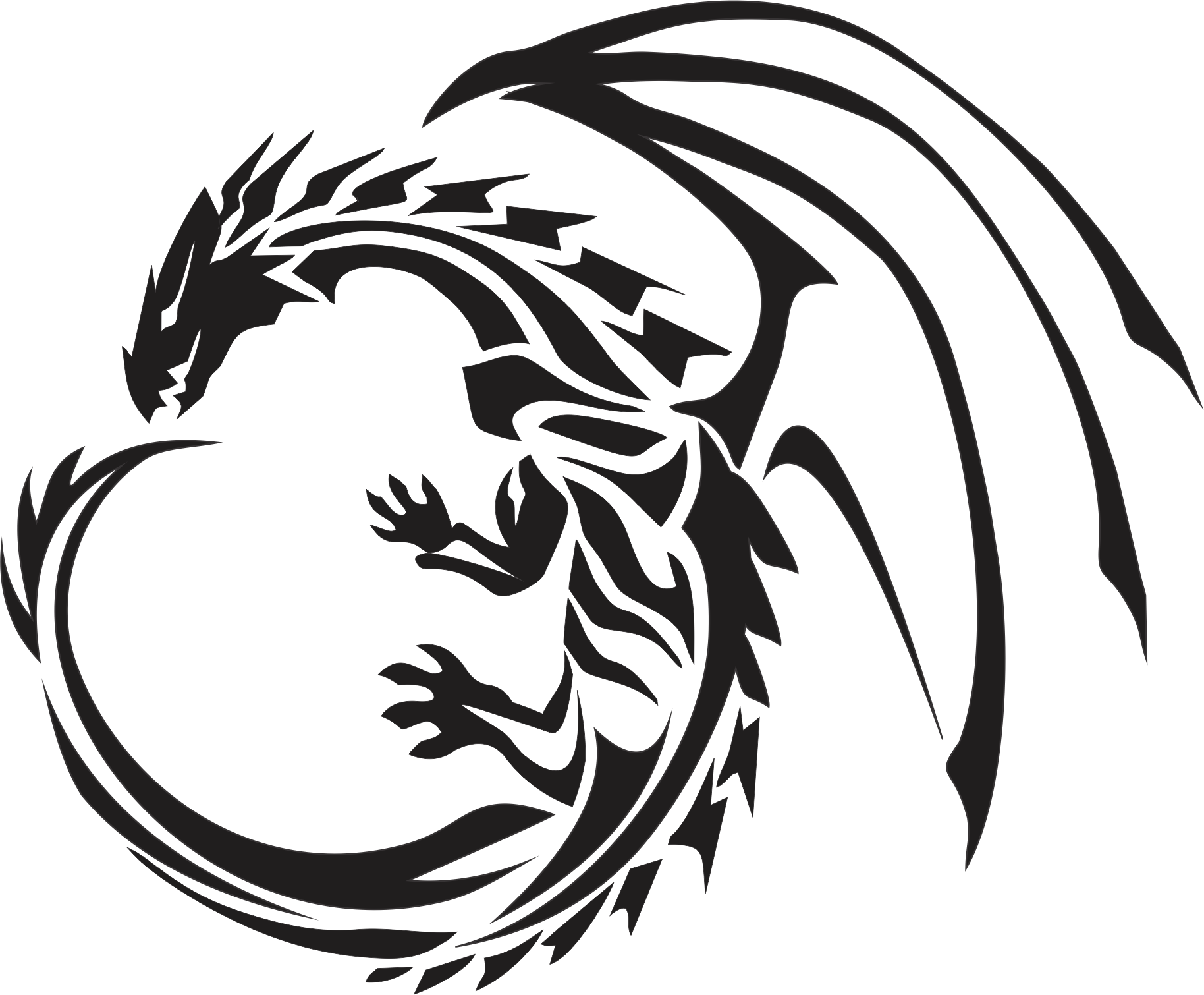 Tribal Dragon Tattoo Design PNG Image