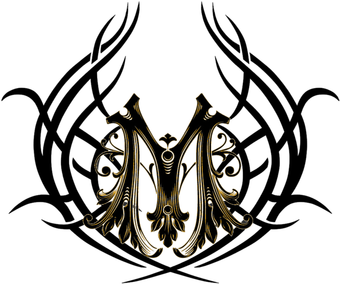 Tribal Style Letter M Tattoo Design PNG Image