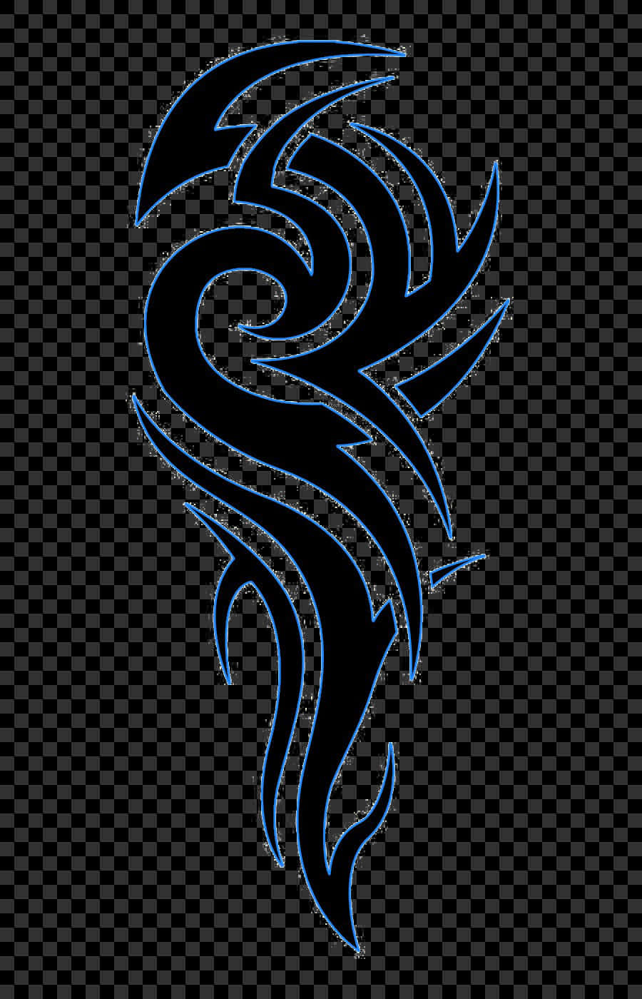 Tribal Tattoo Design Blue Glow PNG Image