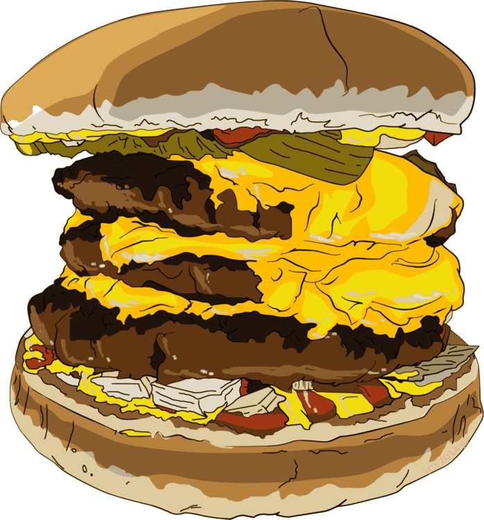 Triple Cheeseburger Deluxe Illustration PNG Image