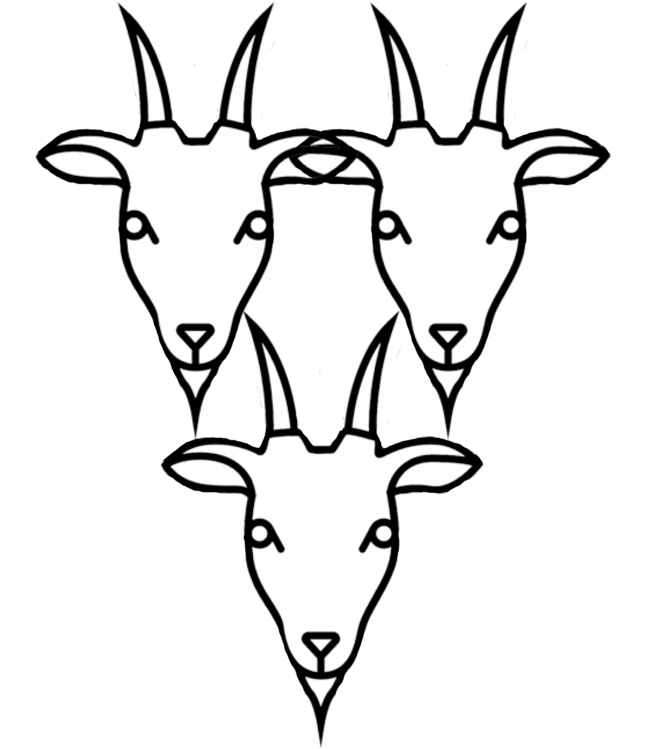 Triple Goat Heads Illusion PNG Image