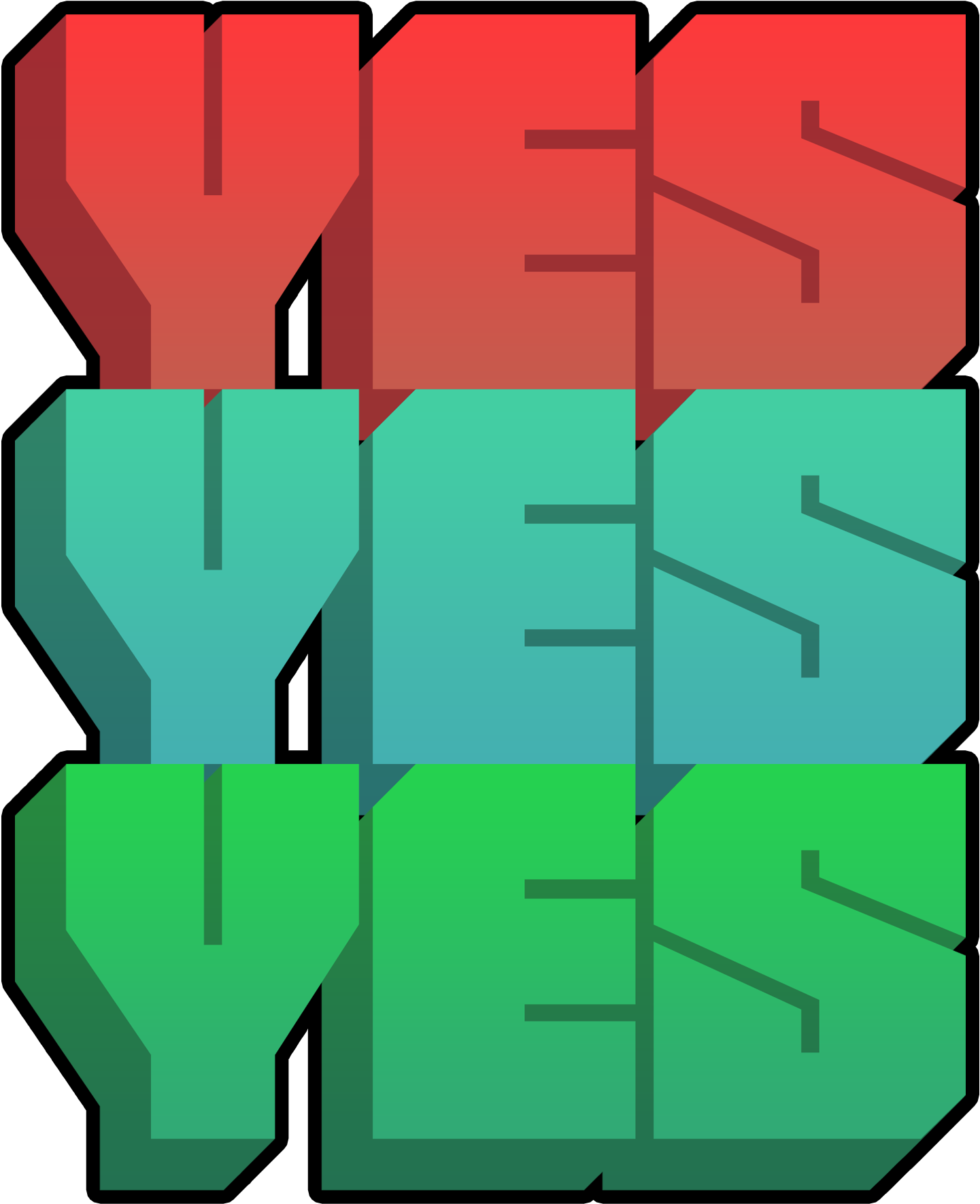 Triple Yes3 D Text Art PNG Image