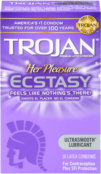 Trojan Her Pleasure Ecstasy Condom Package PNG Image