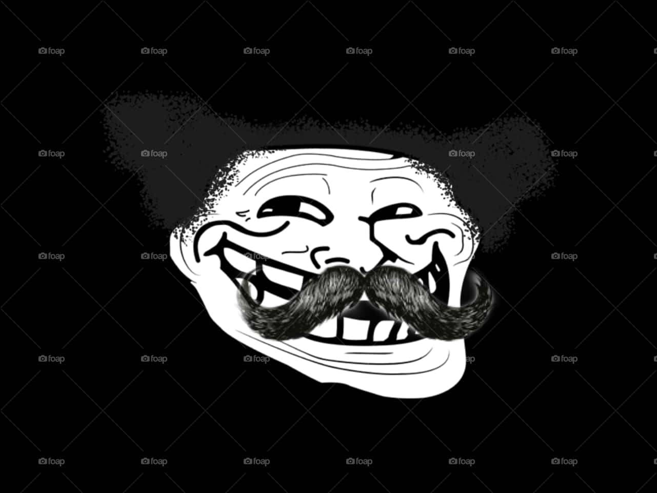 Trollface Meme Black Background PNG Image