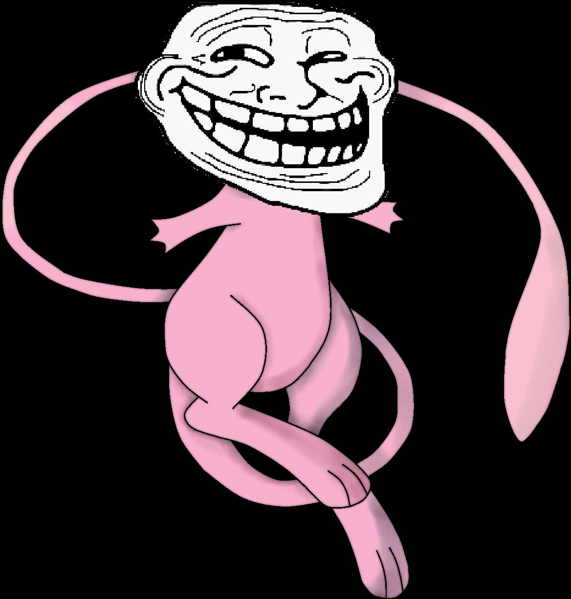 Trollface_ Pink_ Creature_ Illustration PNG Image