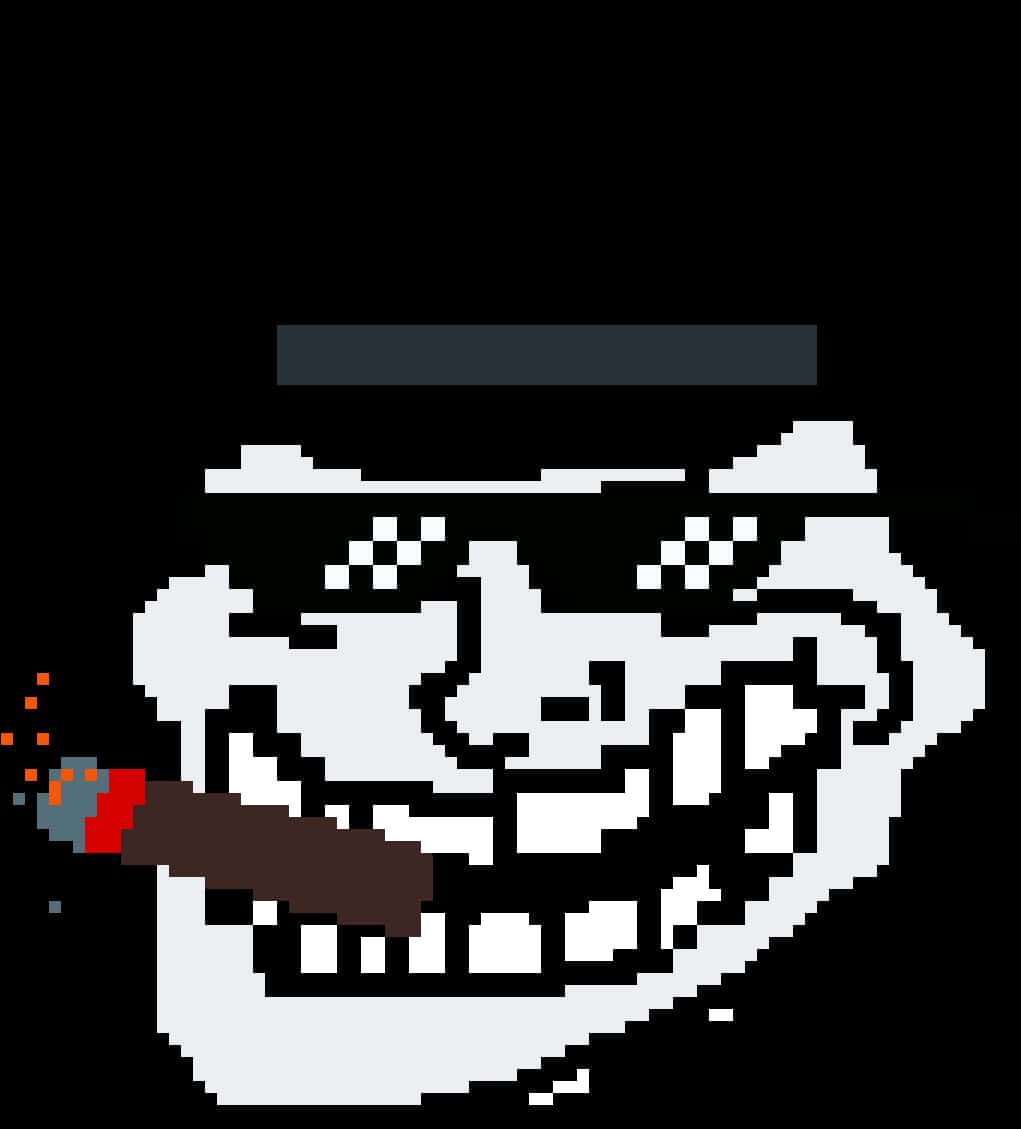 Trollface Smoking Pixel Art PNG Image