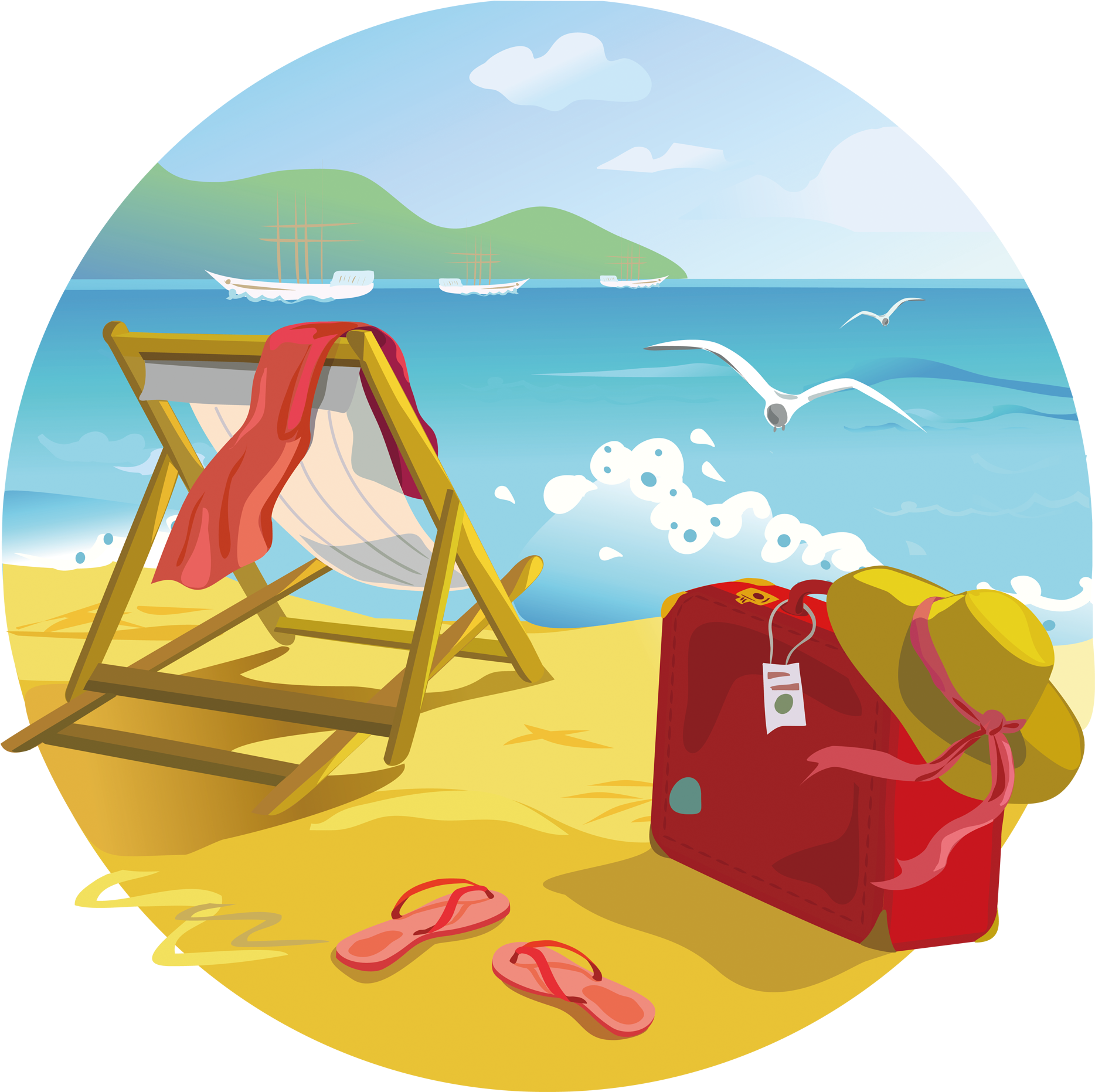 Tropical Beach Vacation Scene PNG Image