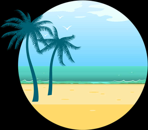 Tropical_ Beach_ View_ Vector PNG Image