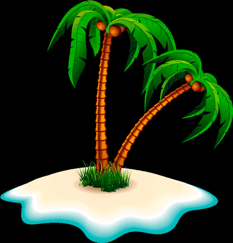 Tropical Coconut Trees Illustration PNG Image