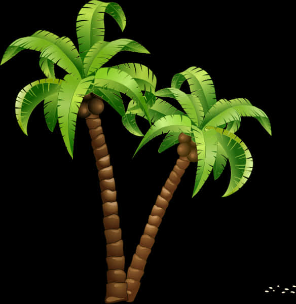 Tropical Coconut Trees Illustration PNG Image