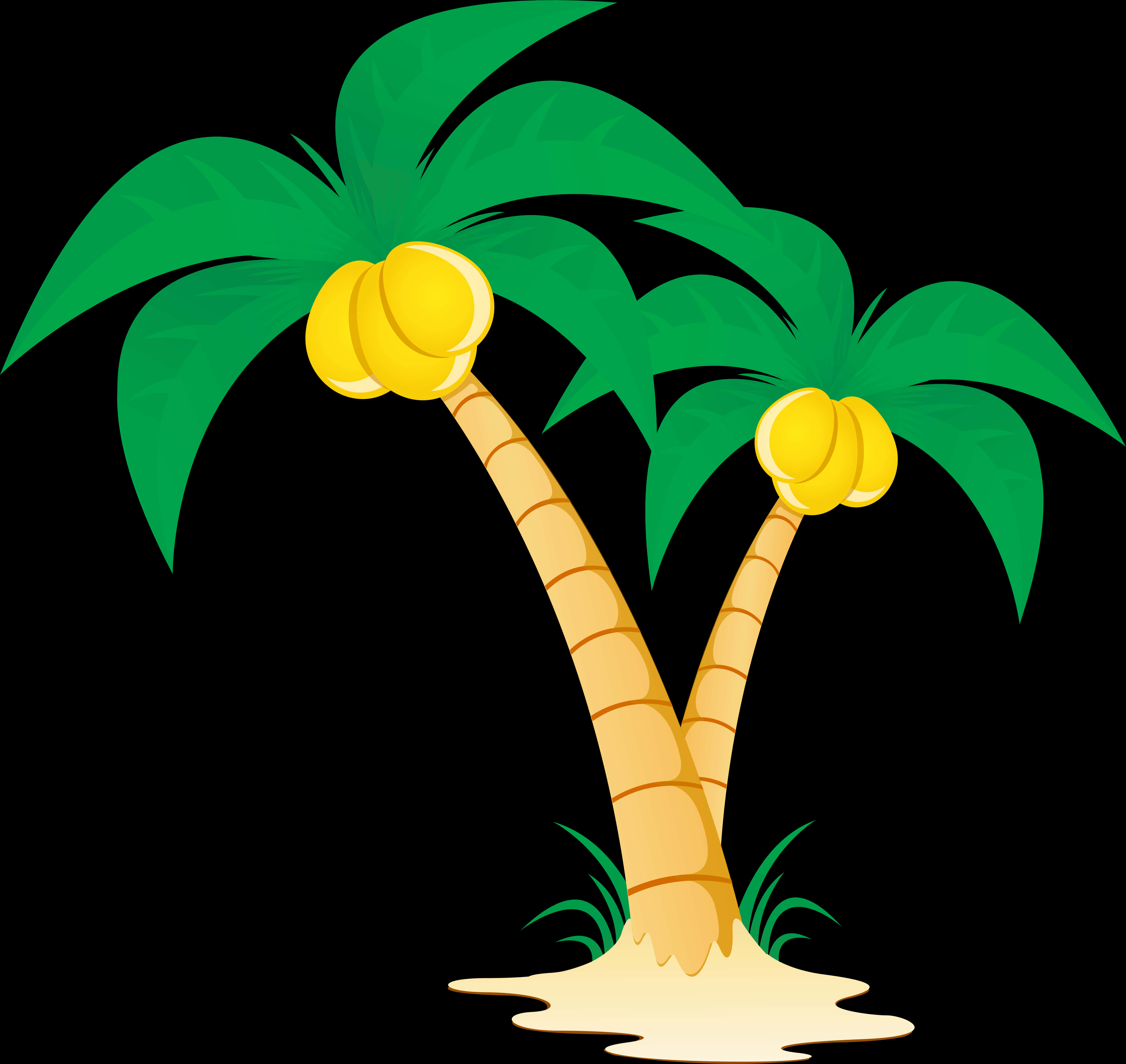 Tropical_ Coconut_ Trees_ Vector PNG Image