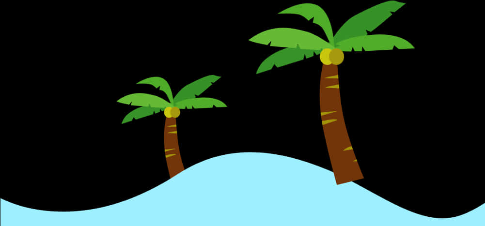 Tropical Coconut Trees Vector PNG Image