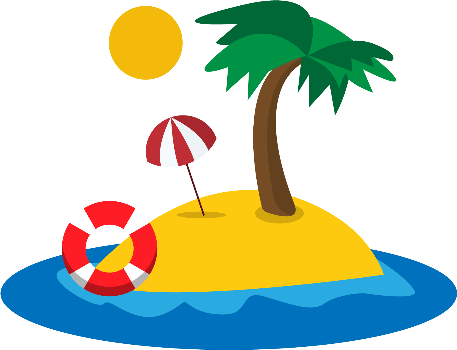 Tropical Island Cartoon Illustration PNG Image