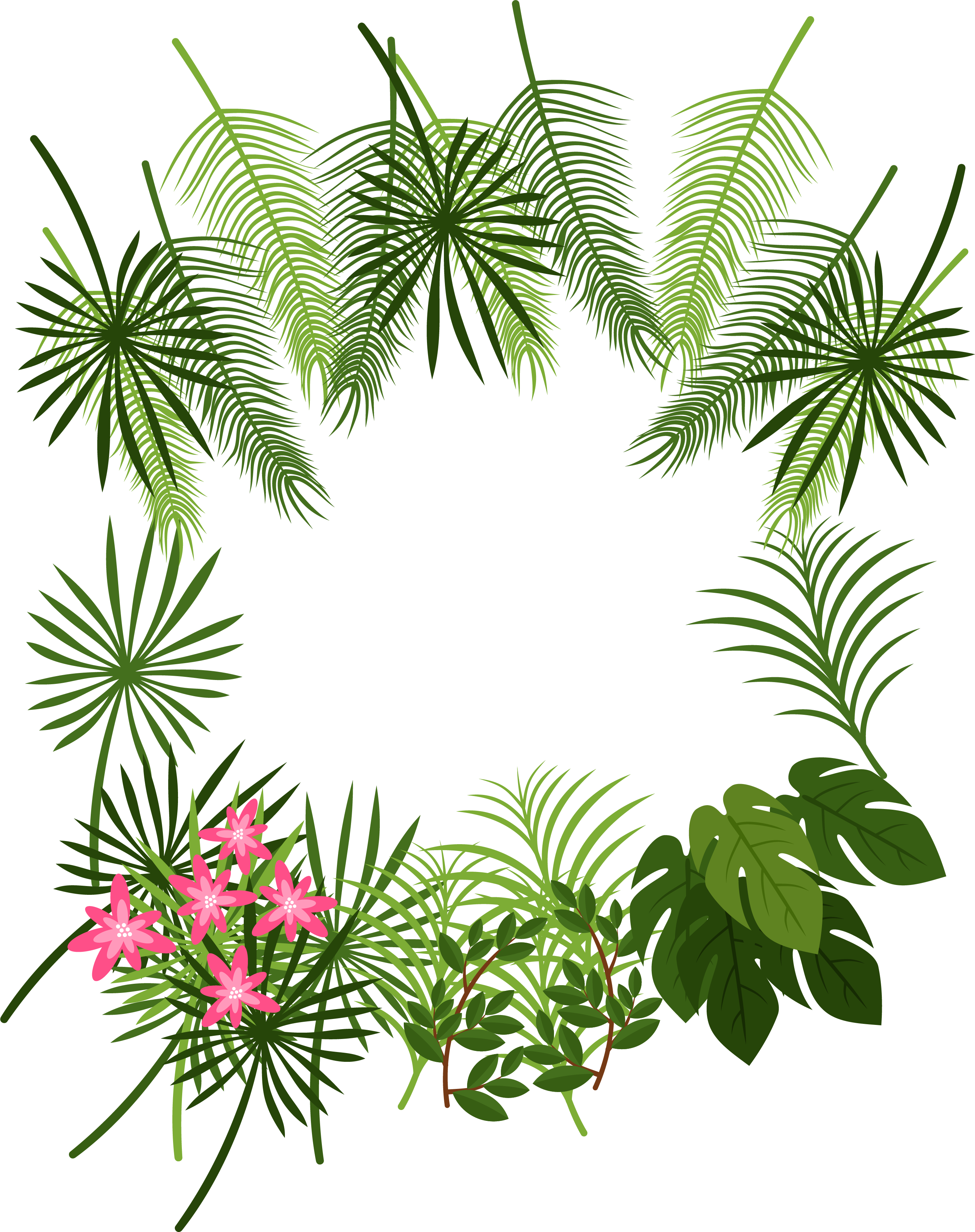 Tropical_ Leaf_ Frame_ Vector PNG Image