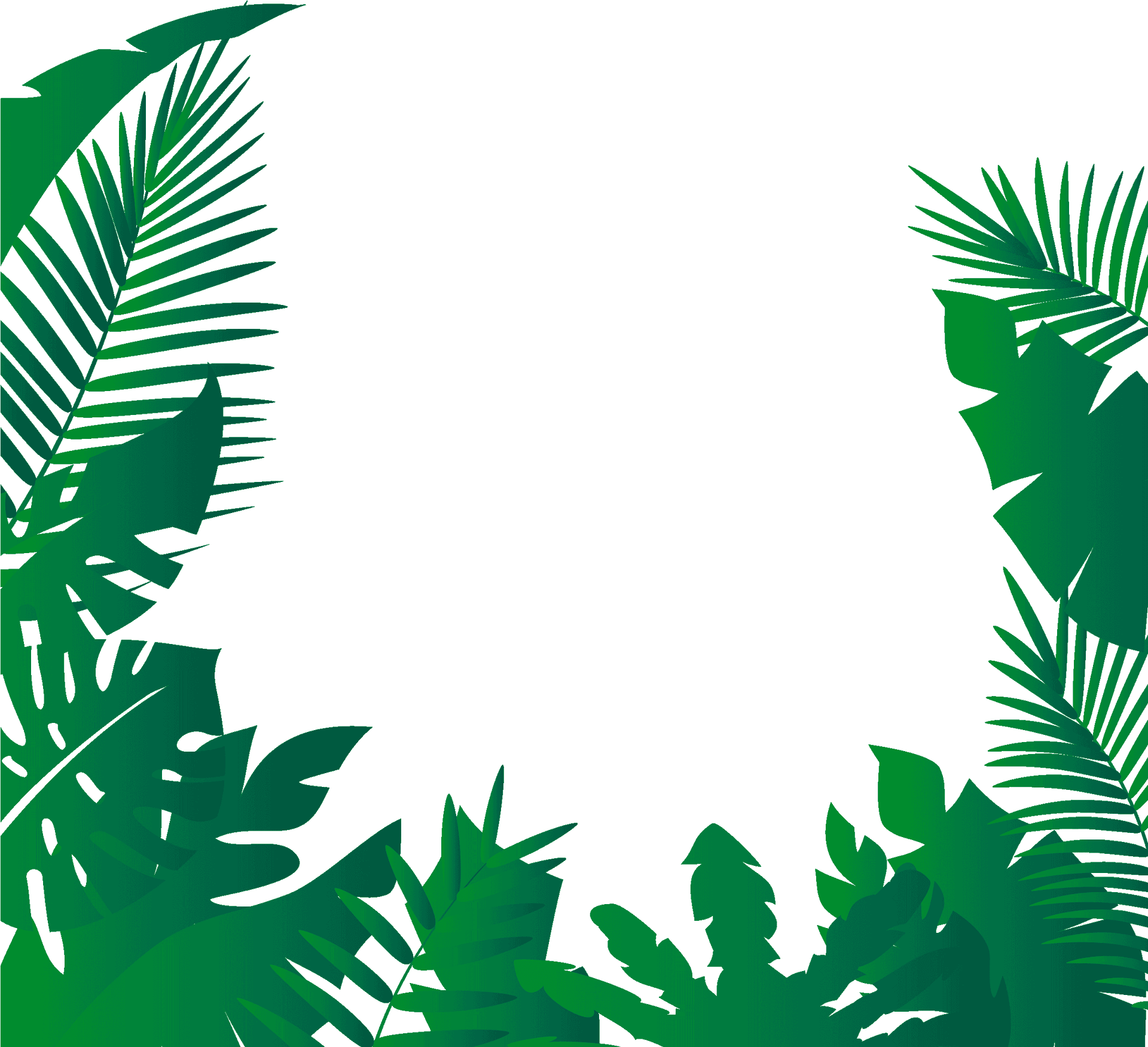 Tropical Leaves Frame Background PNG Image