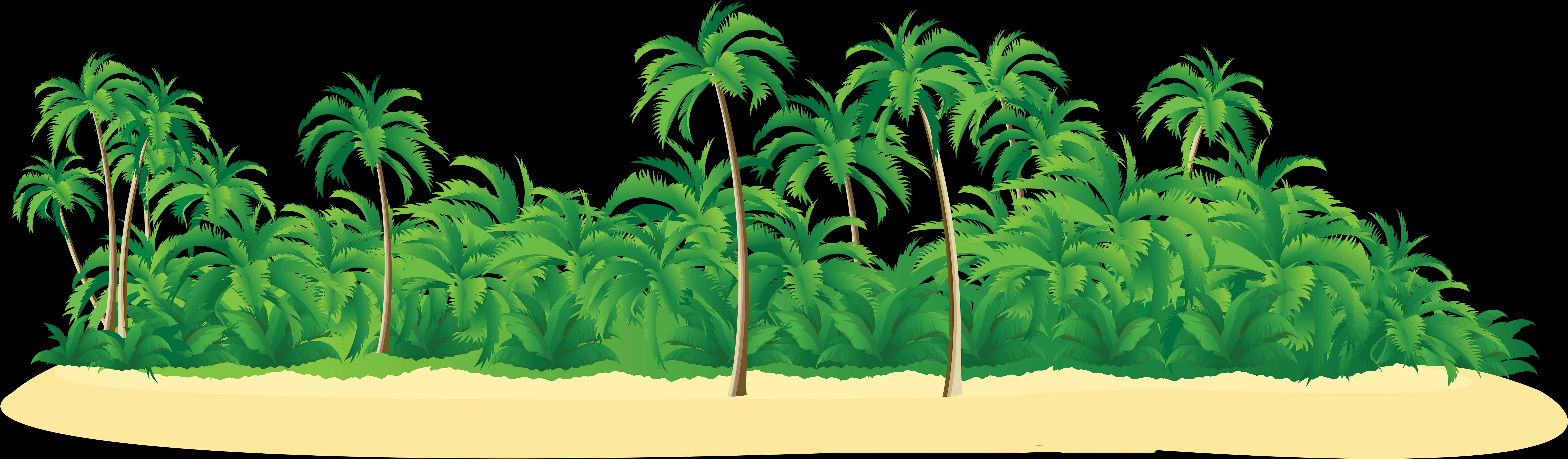 Tropical Palm Grove Vector PNG Image