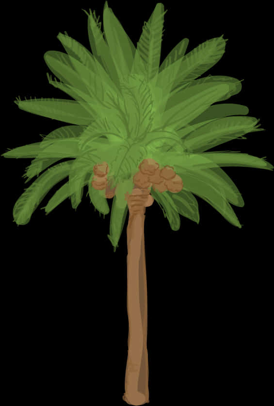 Tropical Palm Tree Illustration PNG Image