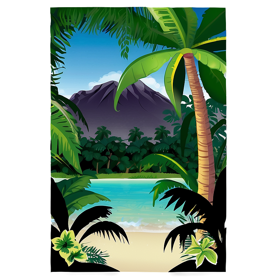 Tropical Scene Border Png 06272024 PNG Image