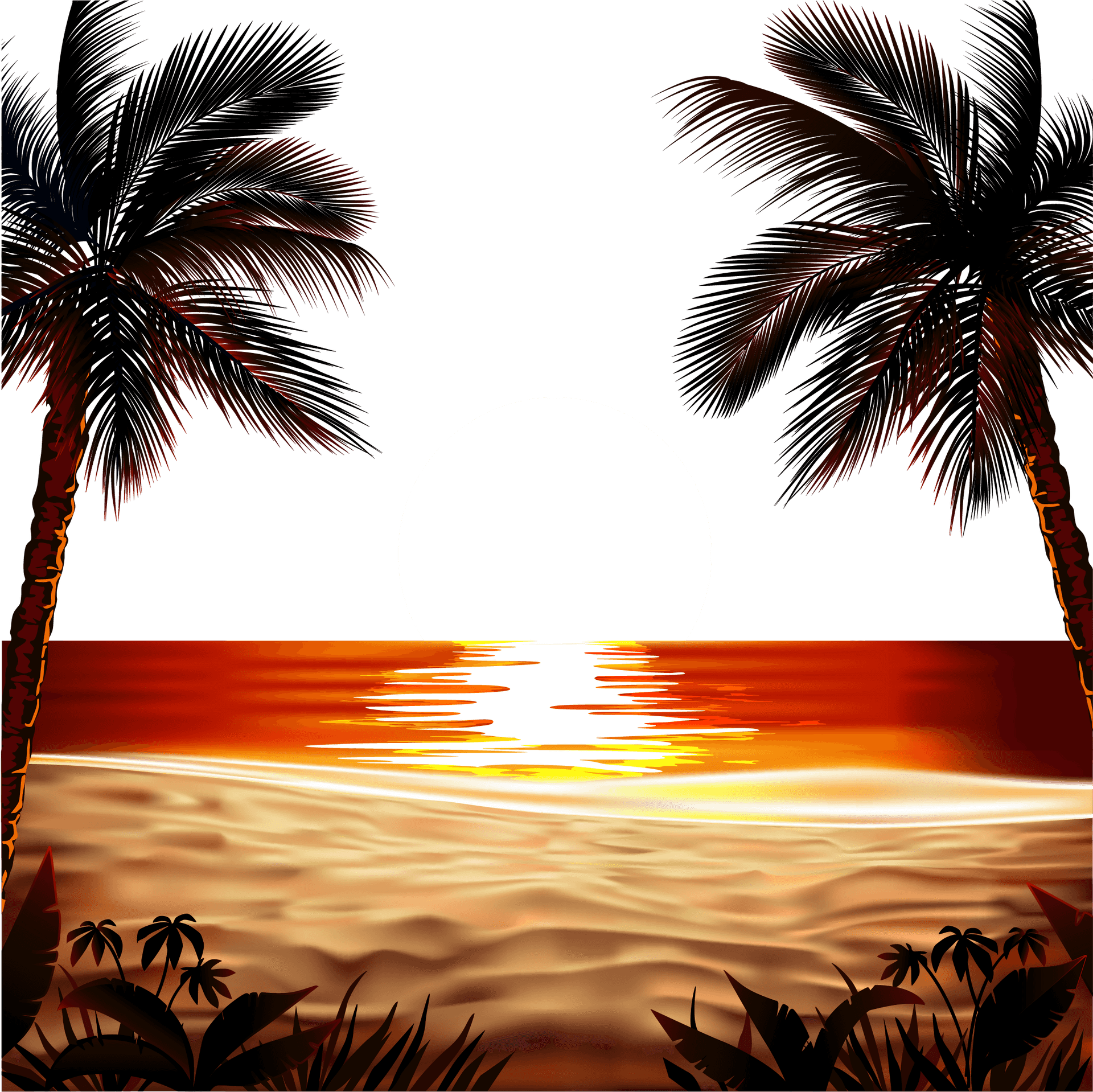 Tropical Sunrise Reflection PNG Image