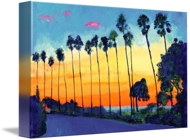 Tropical Sunset Painting PNG Image