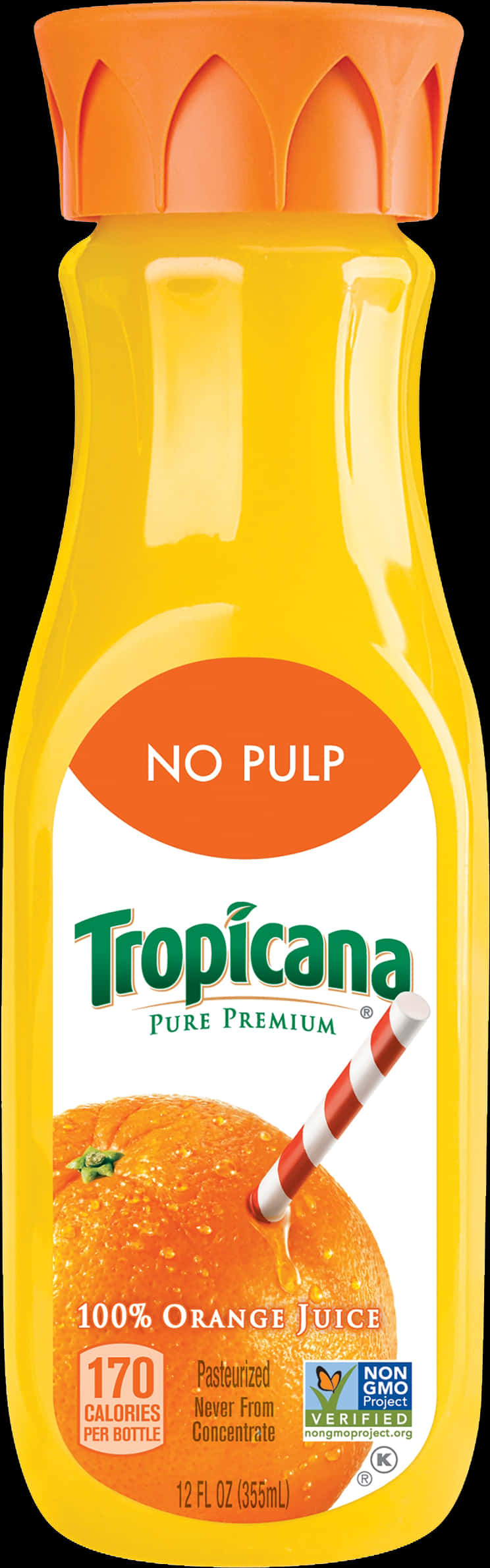 Tropicana No Pulp Orange Juice Bottle PNG Image